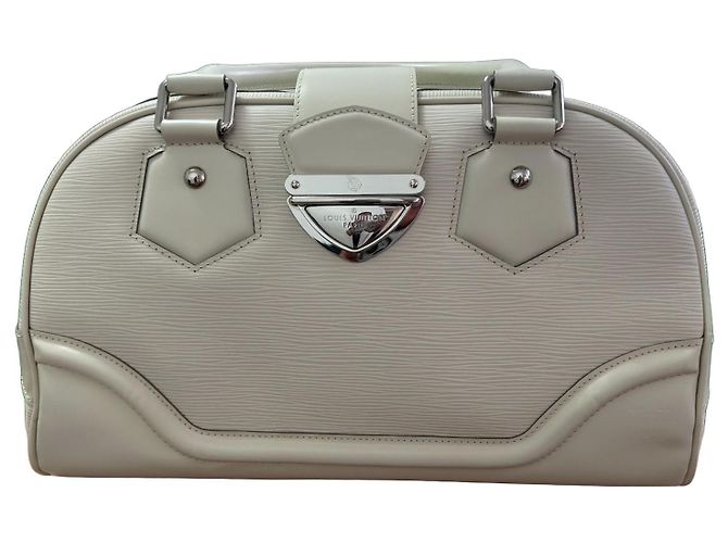 Bolsa Louis Vuitton Bowling Montaigne GM Couro Epi Marfim
