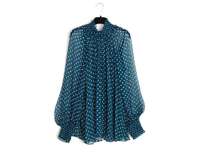 Zimmermann Blusa Otie de seda com bolinhas - Verde Azul