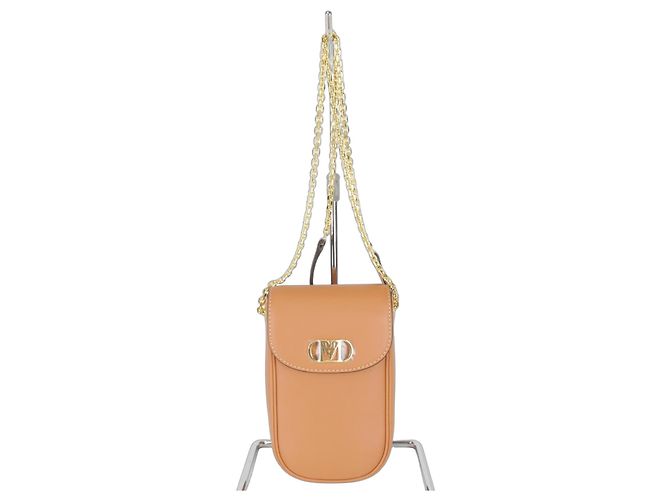 Bolsa de ombro em couro laranja MCM