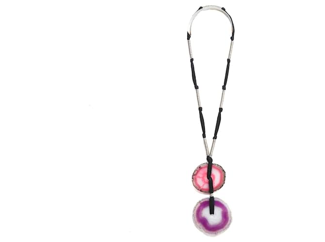 Yves Saint Laurent 2010 Sautoir en Agate Argenté 