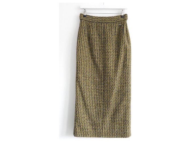 Chanel Fall 2017 17B Tweed Pencil Jacket Yellow