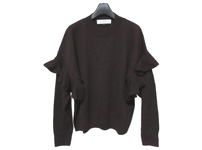 Autre Marque LE CIEL BLEU Strickpullover mit Rüschenband Braun