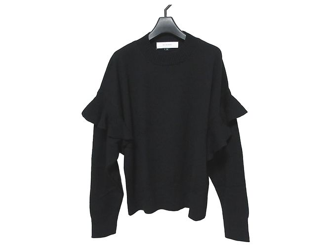 Autre Marque LE CIEL BLEU Strickpullover mit Rüschenband Schwarz