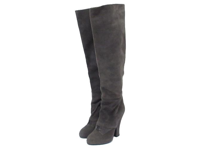 Dolce & Gabbana Botas longas de cadarço em camurça Dolce&Gabbana Marrom