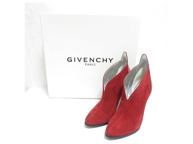 Givenchy Suede Leather Booties Red