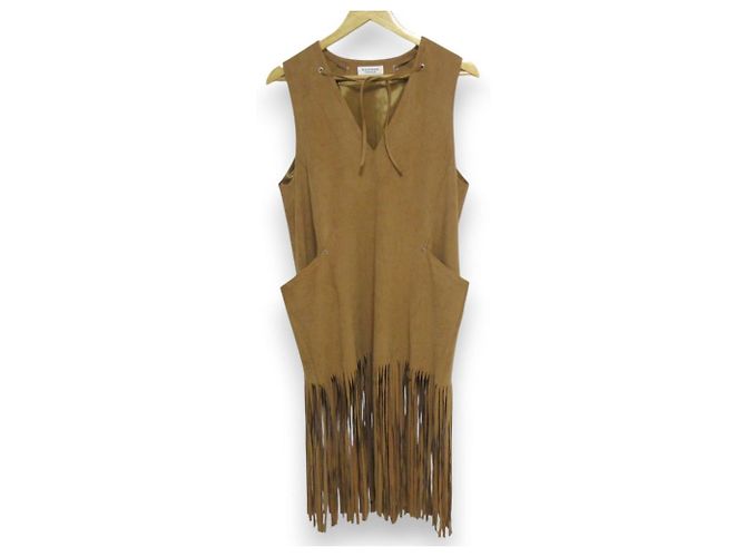 Autre Marque MACPHEE Kleid in Wildlederoptik Beige