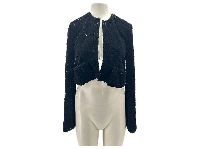 Autre Marque Paillettenjacke aus schwarzem Samt