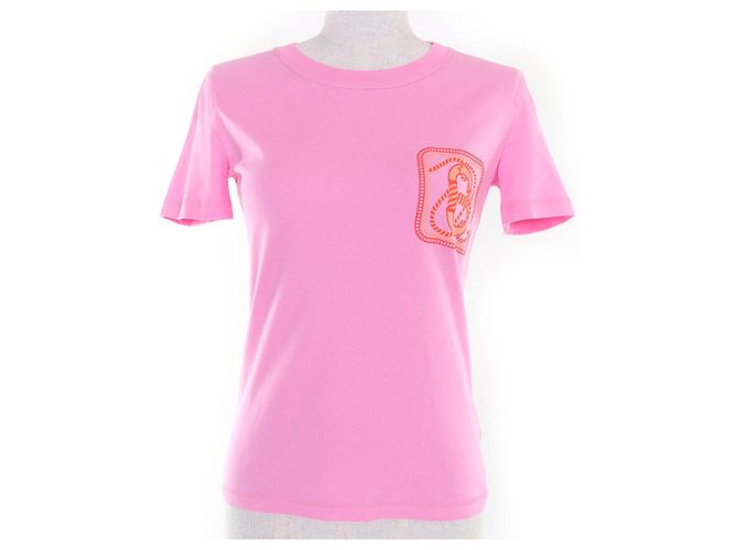Hermès Camiseta de algodón Hermes Canoe Chne Rosa