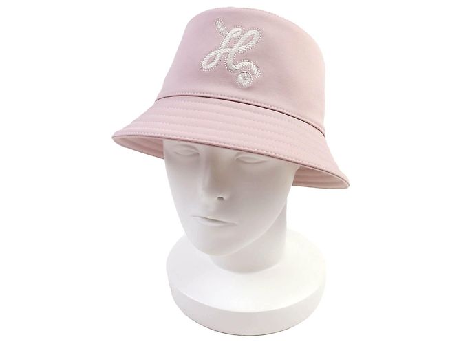 Hermès Chapéu Bucket de Algodão Hermes Harper Nautic H logo Rosa