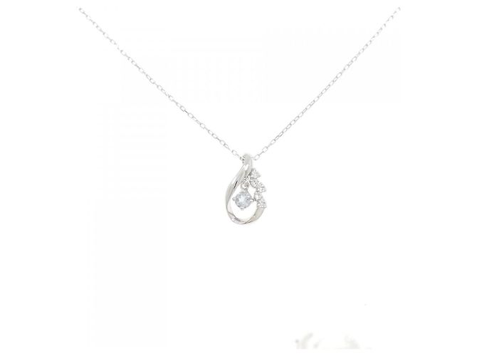 Autre Marque Collar de oro blanco K10 y aguamarina Plata