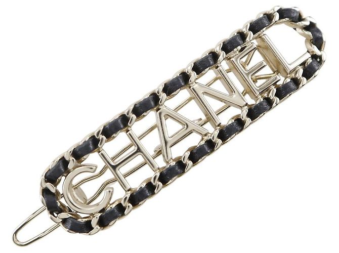 Chanel CHANEL Logo Chain Barrette Barrette Nero