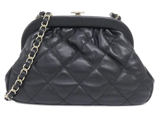 Borsa a tracolla Chanel in agnello Nero D'oro