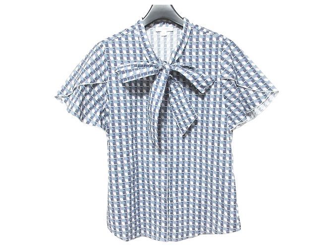 Autre Marque Camicetta con fiocco in cotone con stampa geometrica NARACAMICIE Blu Blu navy