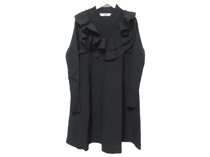 Autre Marque FURFUR Rüschen Mini Kleid Strickkleid Schwarz