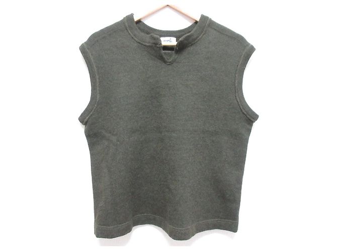 Autre Marque 45R Wool Sleeveless Pullover Knit Vest Green Khaki