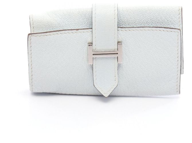 Béarn Hermès Hermes Beane Schlüsselcase aus Ziegenleder Blau