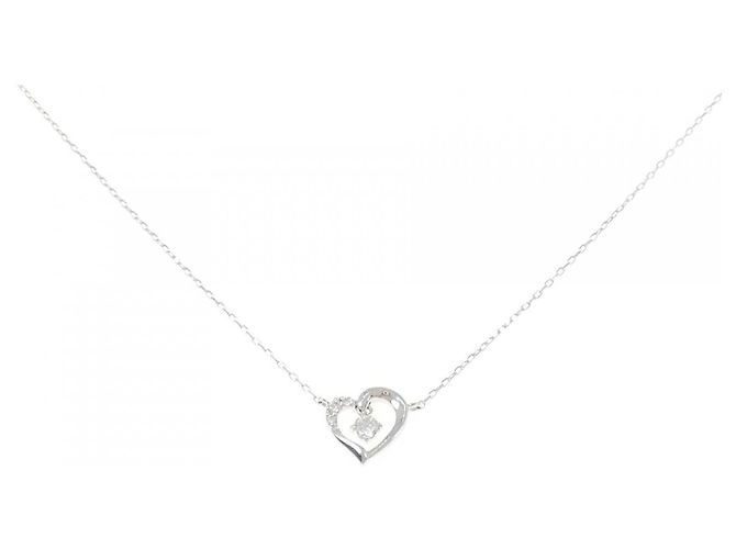Autre Marque Collana 4℃ in oro bianco K10 e zircone cubico Argento