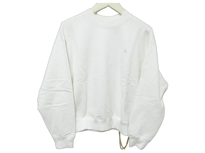 Autre Marque Sudadera de cuello redondo KOWGA BENJAMIN CREW SWEAT Chain Crewneck Pullover Sweatshirt Blanco