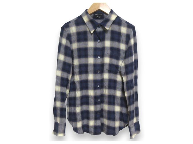 Camicia a maniche lunghe Theory Ombre Check Blu Crudo Blu navy