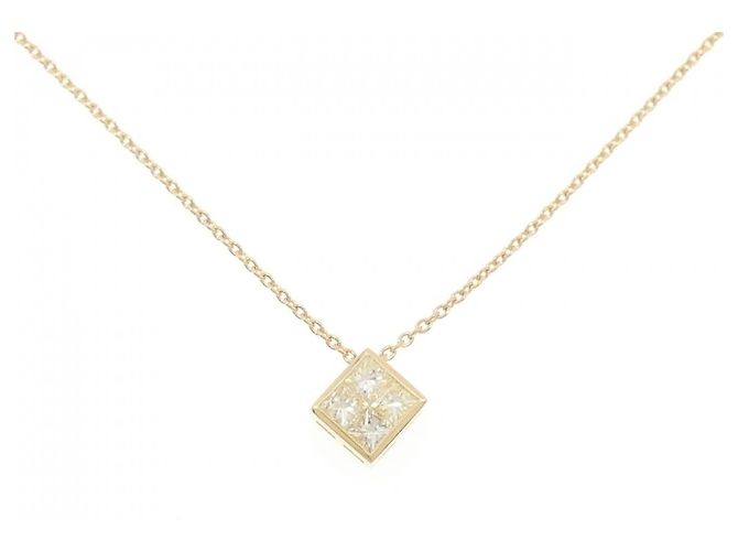 Autre Marque Colar de Au750 e Diamantes Dourado
