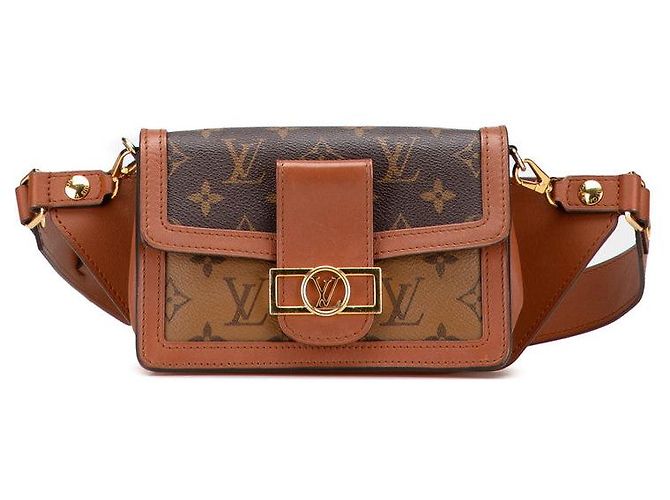 Bolsa de ombro Louis Vuitton Dauphine Monogram Reverse Marrom