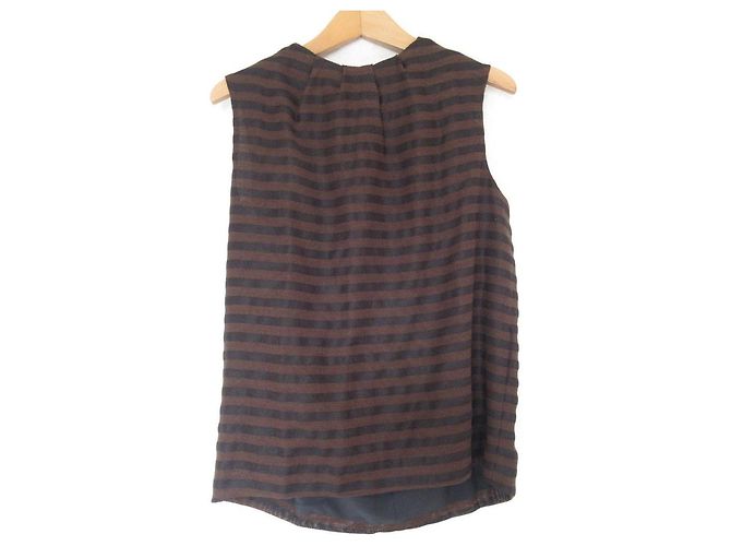 Autre Marque Blusa sem mangas listrada ESTNATION Marrom