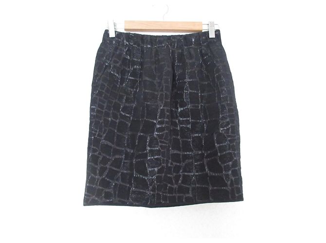 Autre Marque Mini saia justa ADORE com padrão Lame Preto