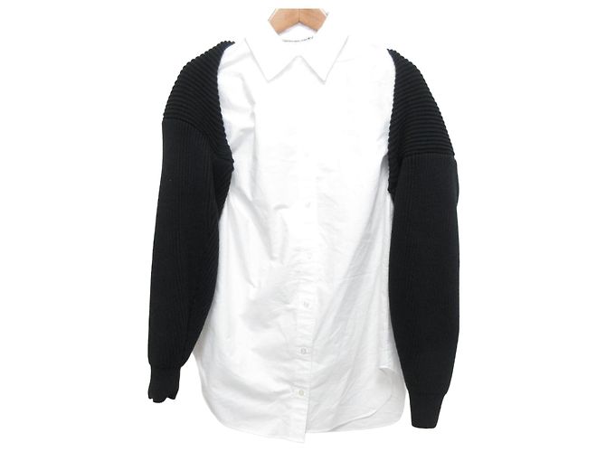 Autre Marque Camicetta in maglia a maniche lunghe a strati Alexander Wang Nero Bianco