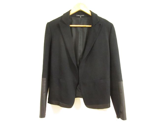 Theory Docking Combination Lammlederjacke Schwarz