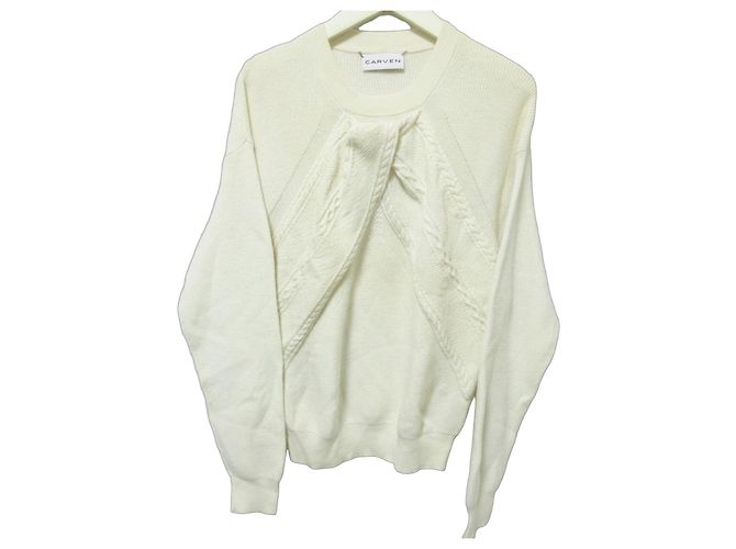 Autre Marque Malha de lã com design de tranças Carven Branco