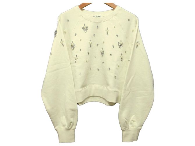 Autre Marque Lily Brown CANDY Bijou Sweat Short Top Weiß Aus weiß