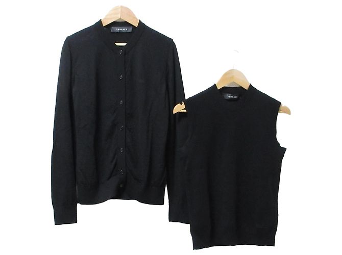 Conjunto de malha 2way em lã 100% Versace Preto