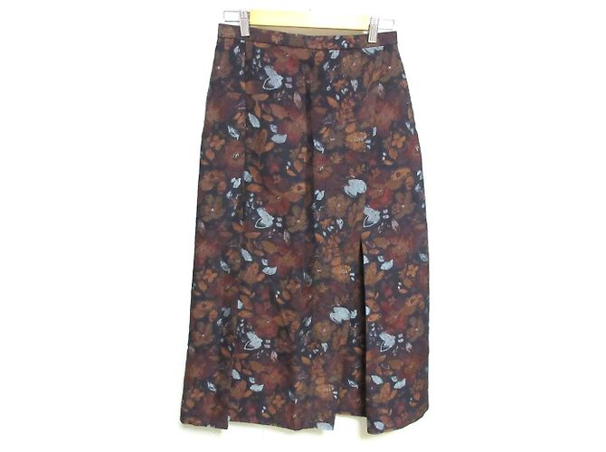 Autre Marque Maxi gonna in misto seta con jacquard floreale Drawer Marrone