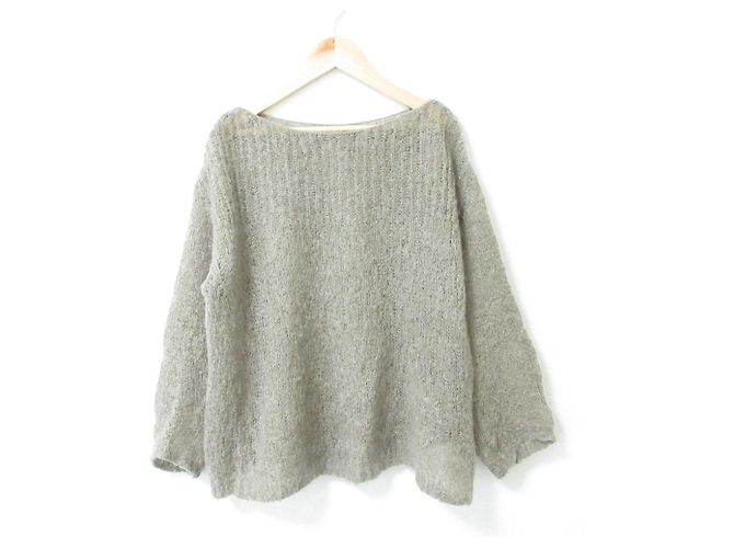 Autre Marque Liesse Mohair-Strickpullover mit Boot Ausschnitt Braun