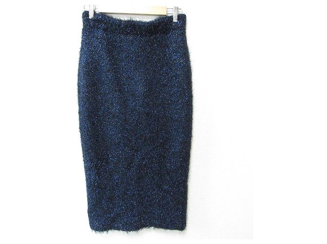 Autre Marque Saia de malha com lamê e penas FRAMeWORK Azul