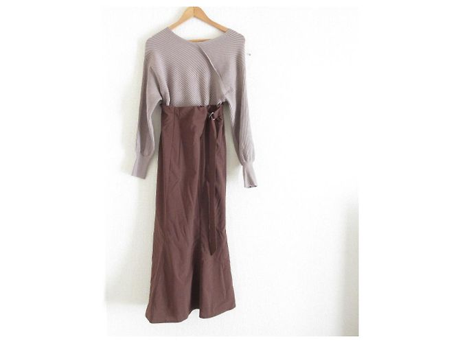 Autre Marque Robe longue en maille avec empiècement emmi atelier Marron