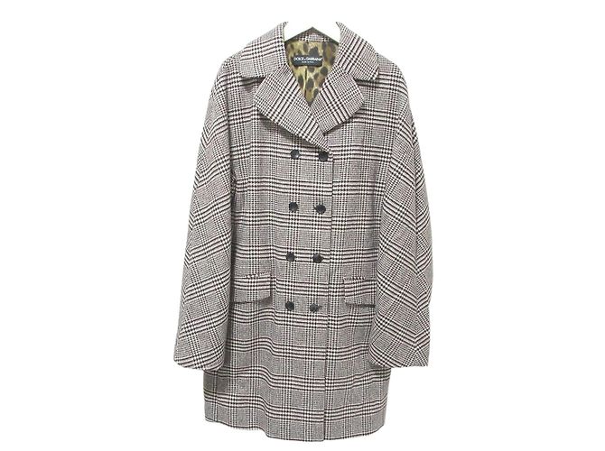Dolce & Gabbana Dolce&Gabbana Houndstooth Wool Coat Brown Black White Red
