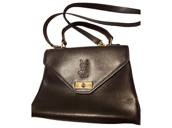 Yves Saint Laurent Cassandra Black Leather Handbag 