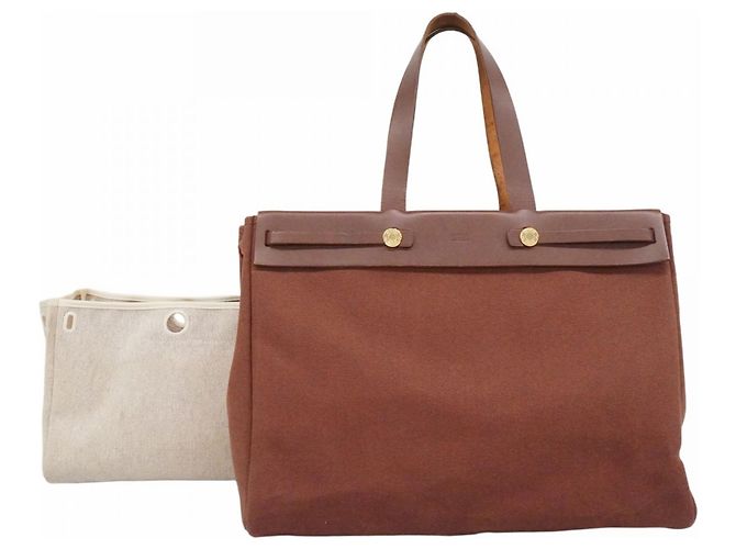 Hermès Hermes Herbag Cabas MM Tote Bag Marrom
