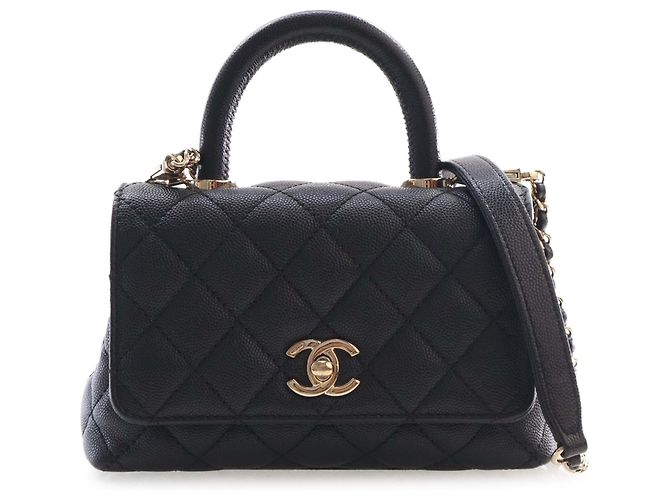 Coco Handle Sac Chanel Black Extra Mini Quilted Caviar Coco Top Handle Noir
