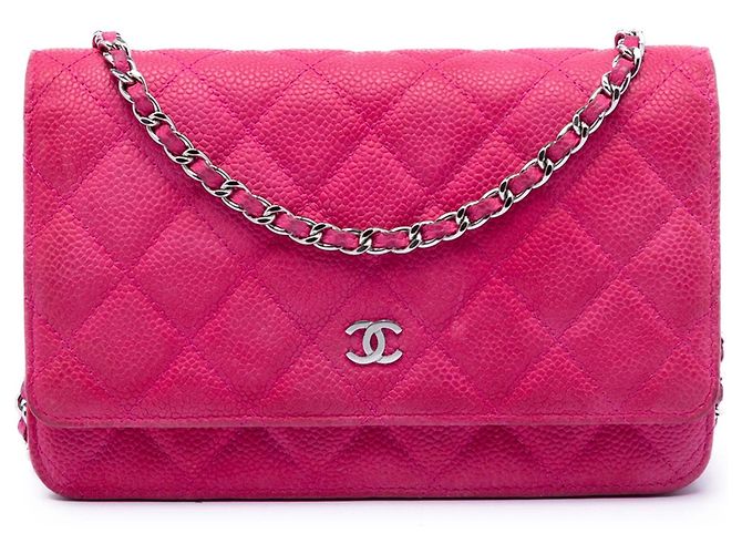Chanel Pink CC gestepptes Caviar Wallet on Chain