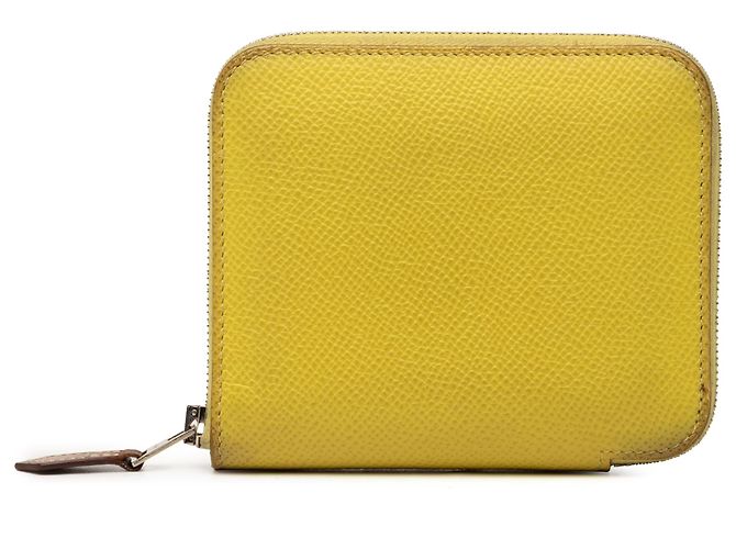 Silk In Cartera compacta de seda y Epsom amarilla Hermès Amarillo Cuero Becerro
