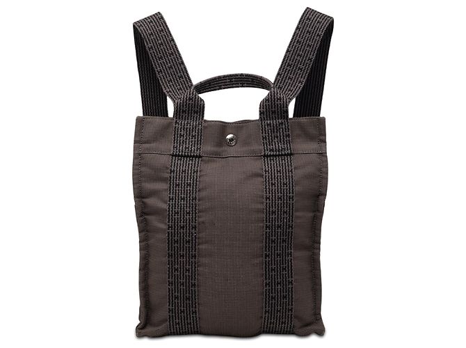 Hermès Gray Canvas Herline Backpack PM Brown