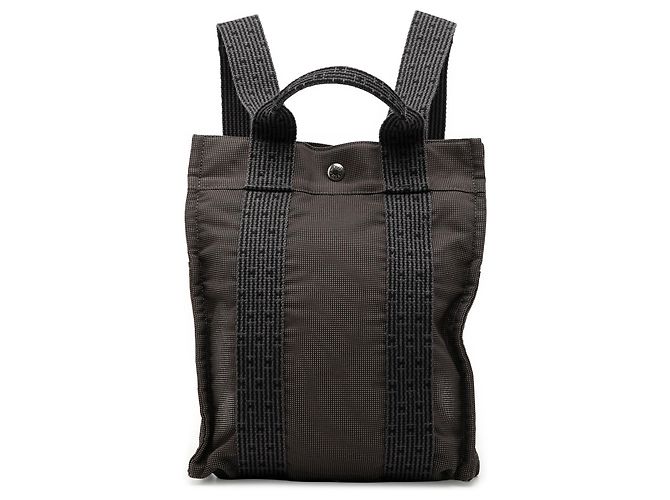 Hermès Gray Canvas Herline Backpack PM Brown