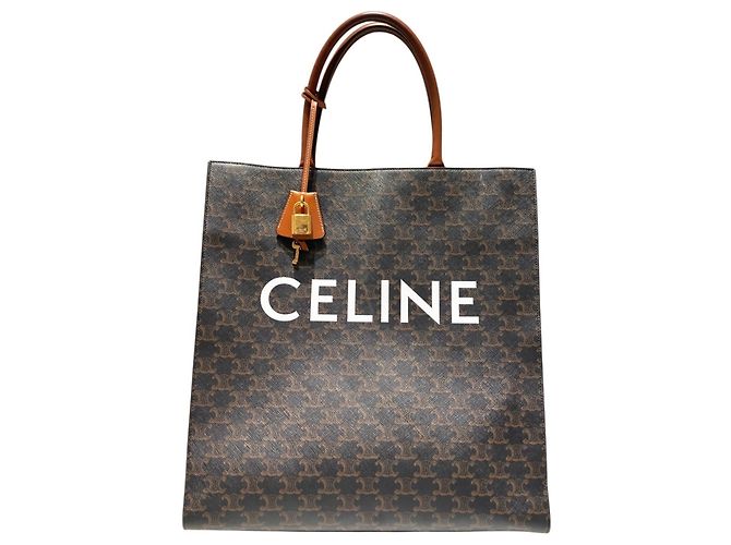 Céline Bolsa Tote Celine em PVC marrom