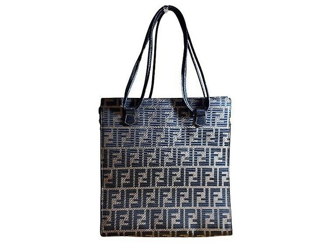 Fendi Zucca Handtasche aus braunem Canvas und Leder