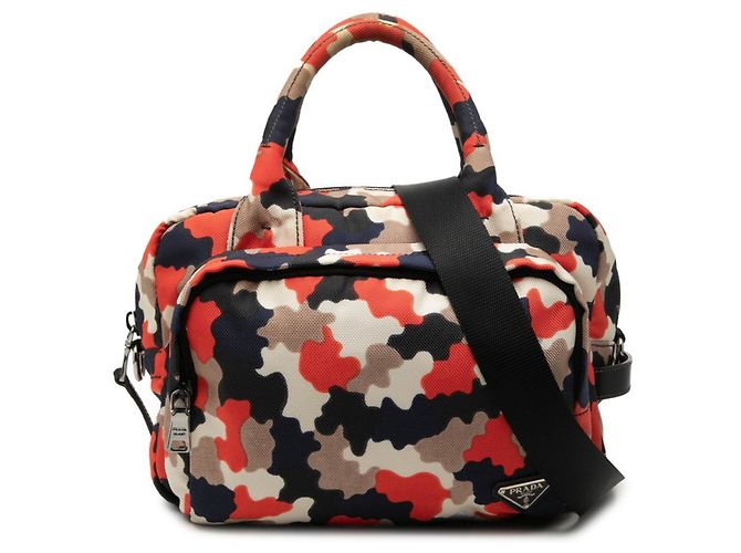 Sac à main avec logo plaque Triangle Prada Multicolore