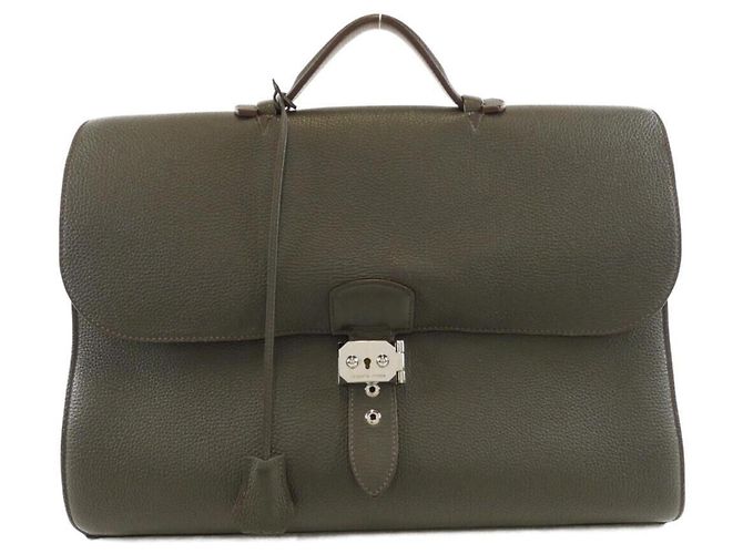 Hermès Hermes Sac à Dépêches Multi Pocket Handbag Marrone Verde Taupe