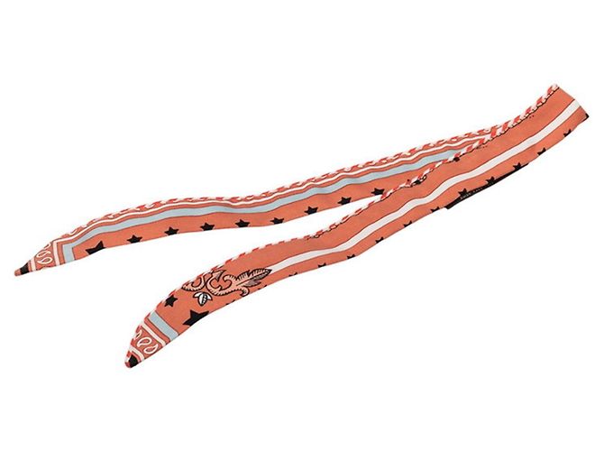 Hermès Pañuelo Hermes Twilly Doll Paris Station Multicolor Naranja