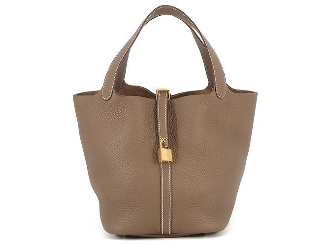 Hermès Bolsa Hermes Picotin Lock MM Taupe
